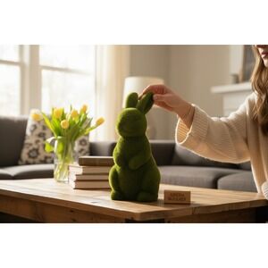 Cottontail Lane Moss Bunny Figurine Home Decor 11in Green Brand New Easter Decor